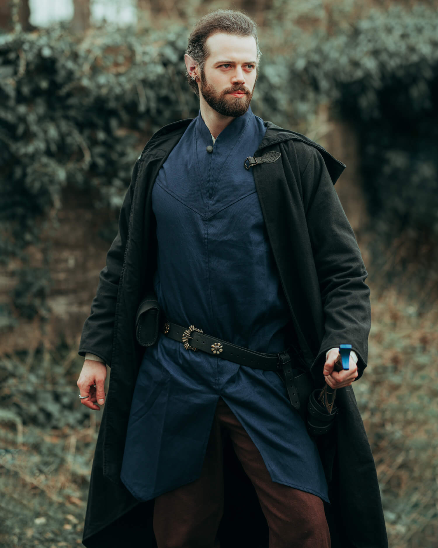 Medieval cotton coat model Faelyn, black color
