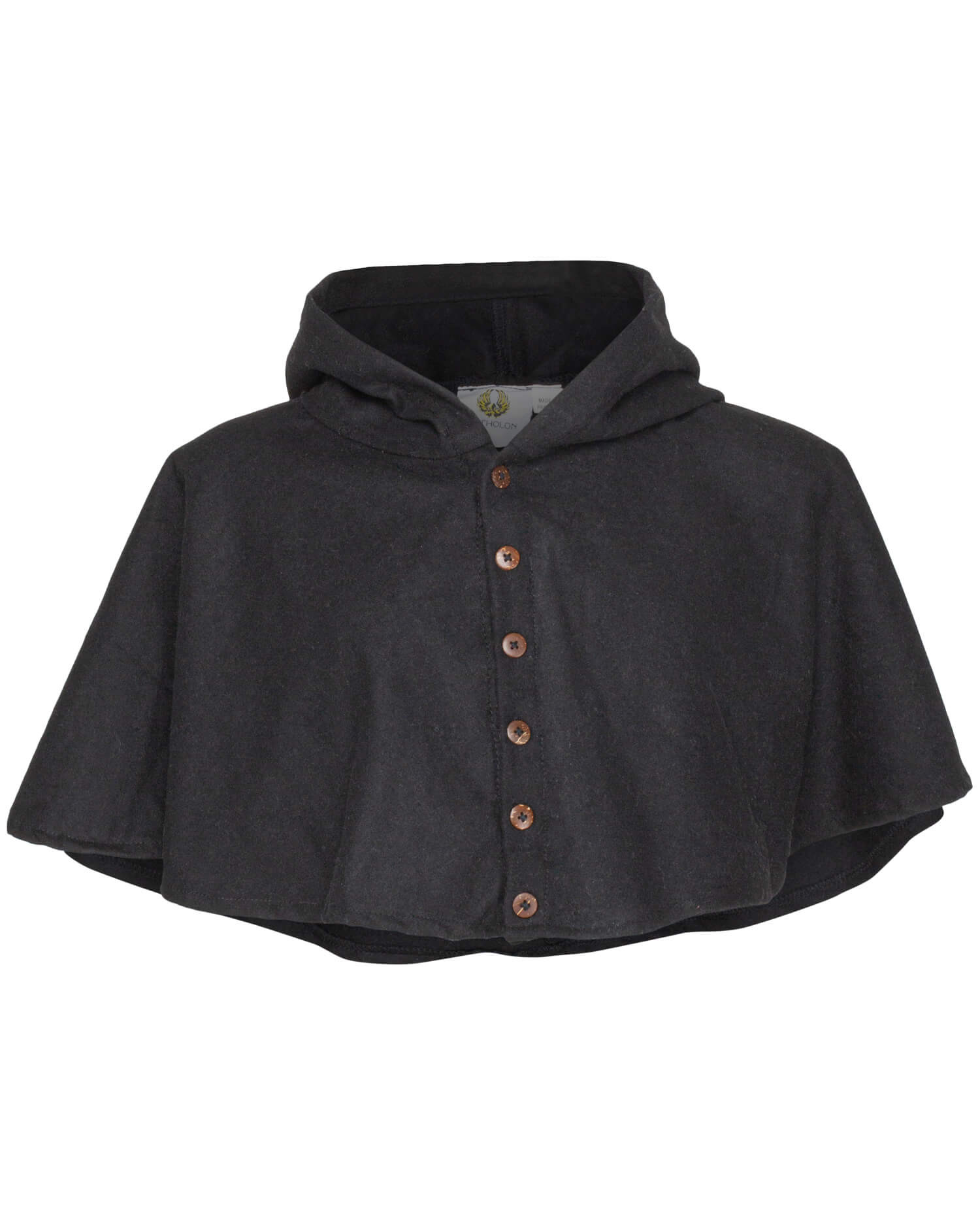 Medieval wool hoodie model Notker, black color