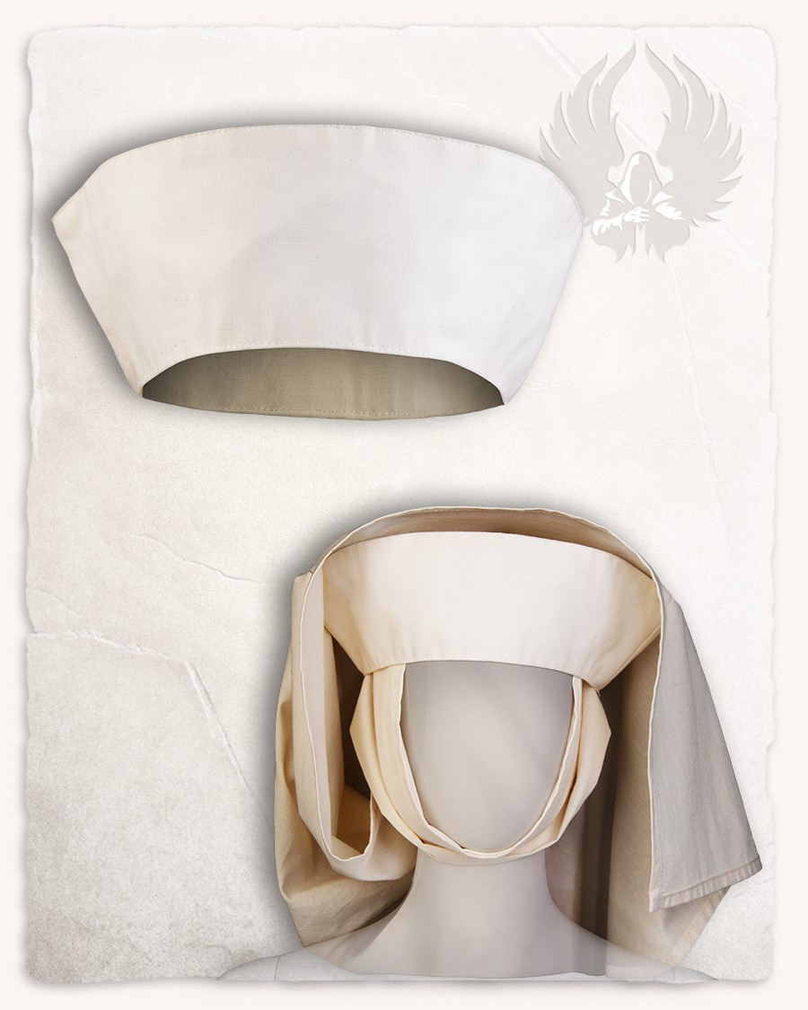 Medieval cotton tiara model Lenora, cream color