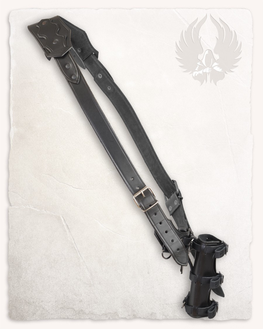 Leather holster belt model Castagir, black color