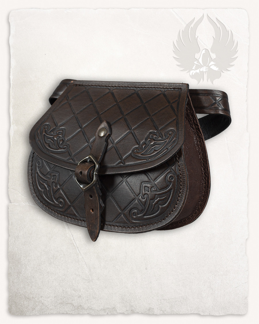 Medieval leather bag model Julius, brown color
