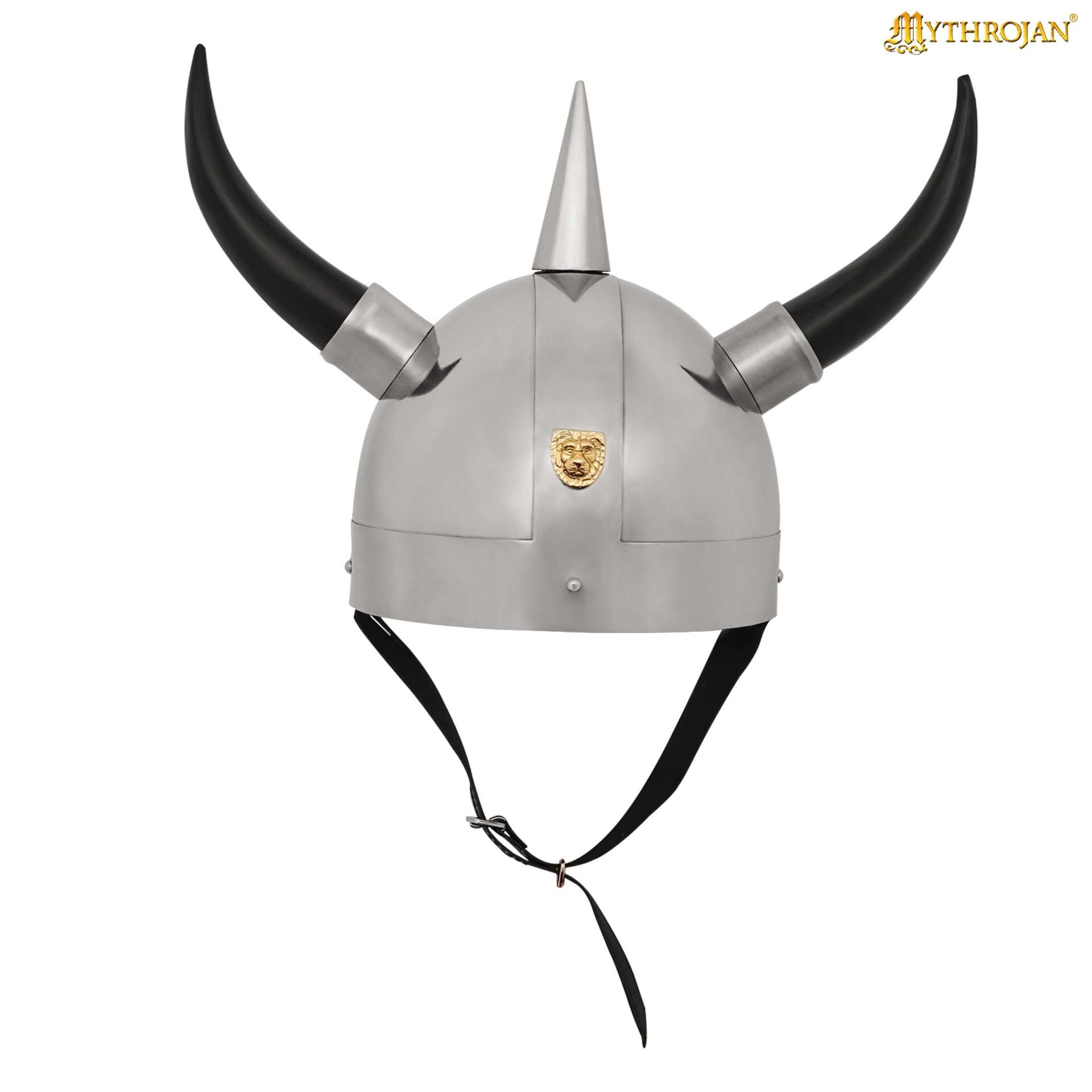 Viking helmet with horns and lion badge