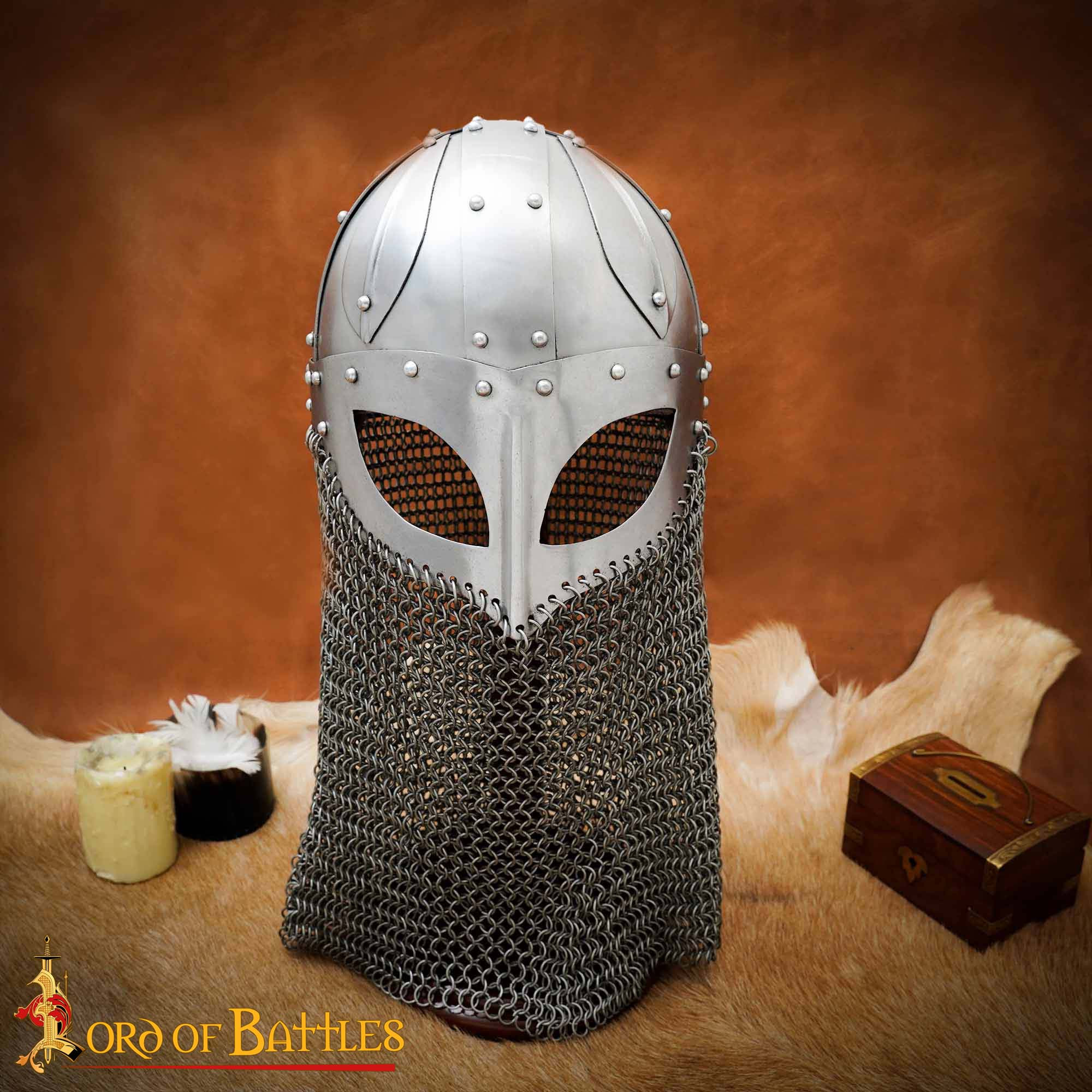 Viking helmet with visor and chainmail (Gauge 16)