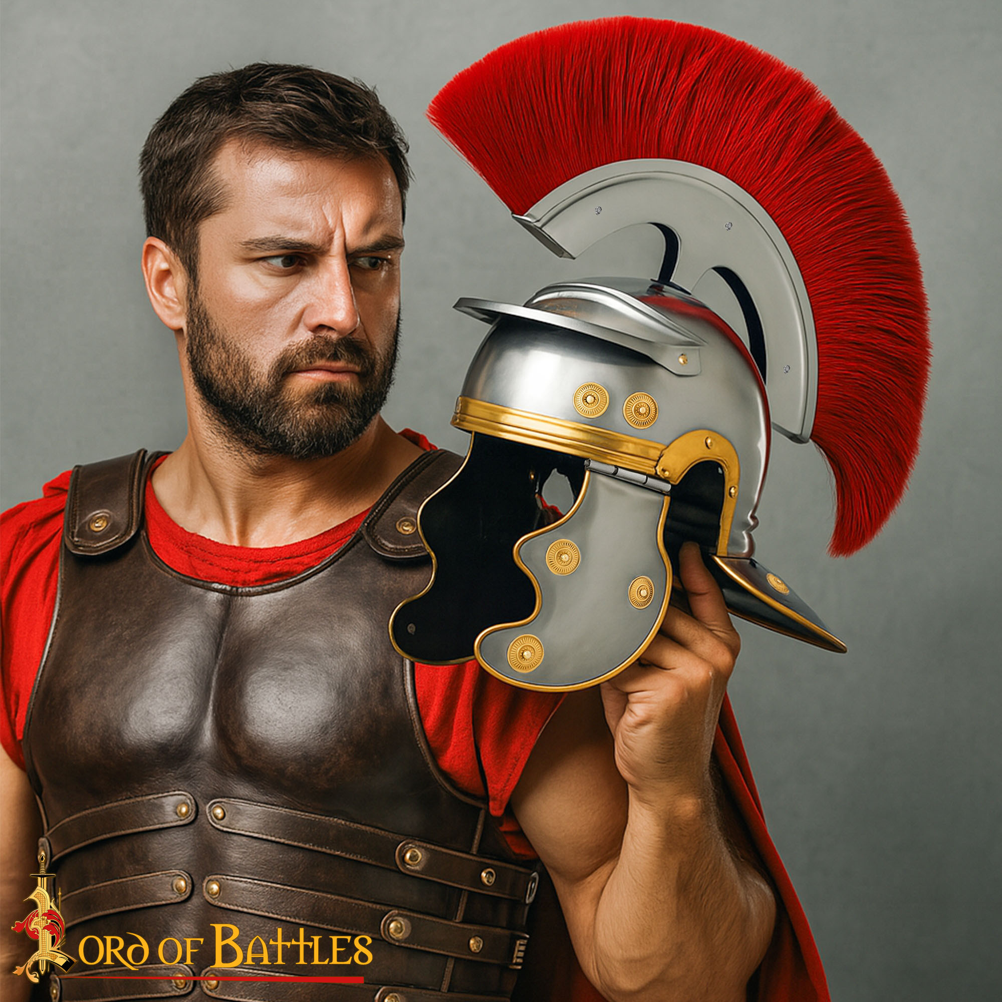 Roman Centurion Helmet with Red Crest