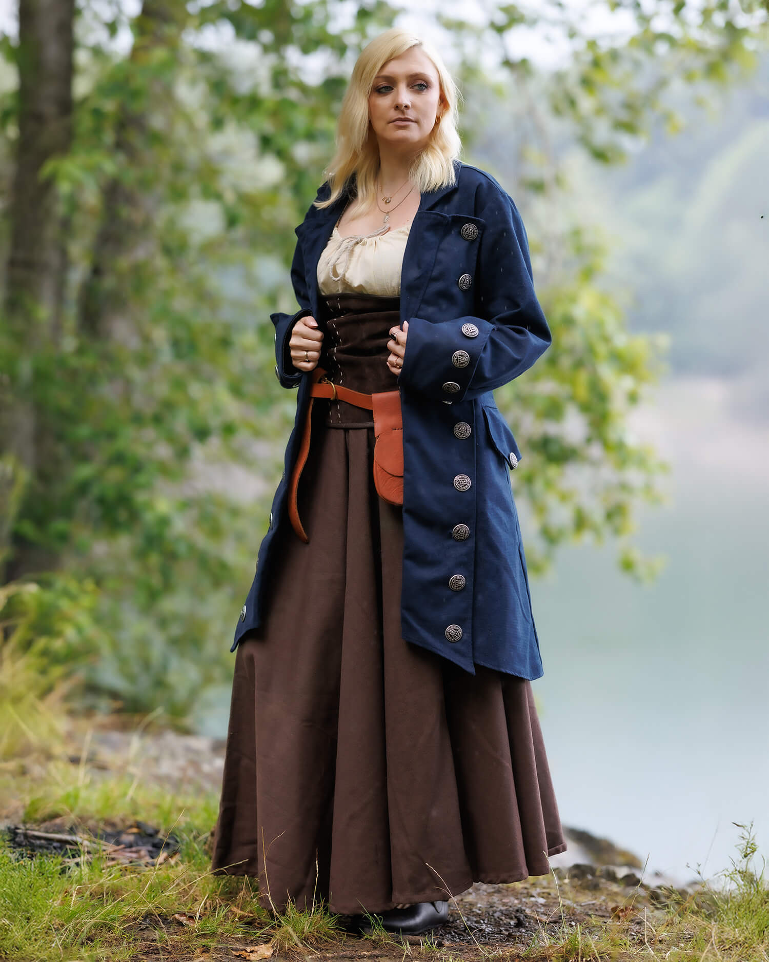 Medieval Pirate Coat Captain Chad model, blue color