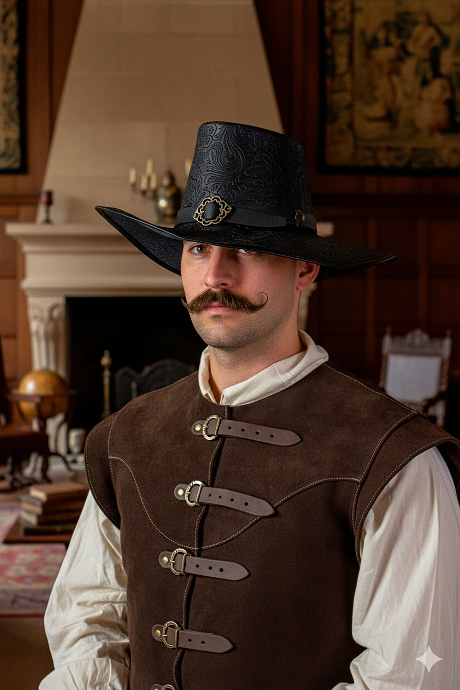 Deluxe DelaCroix Half-Wing Musketeer Hat, Black