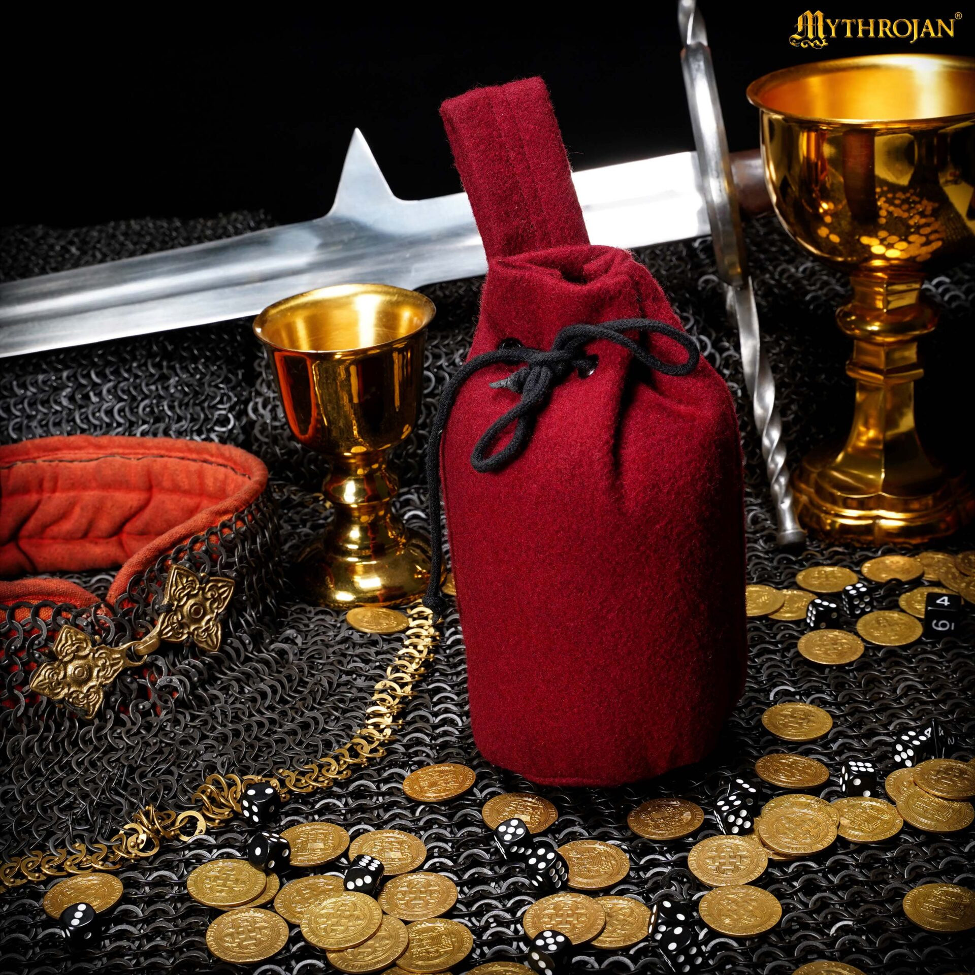 Lana coin purse bag with drawstrings, wine red color