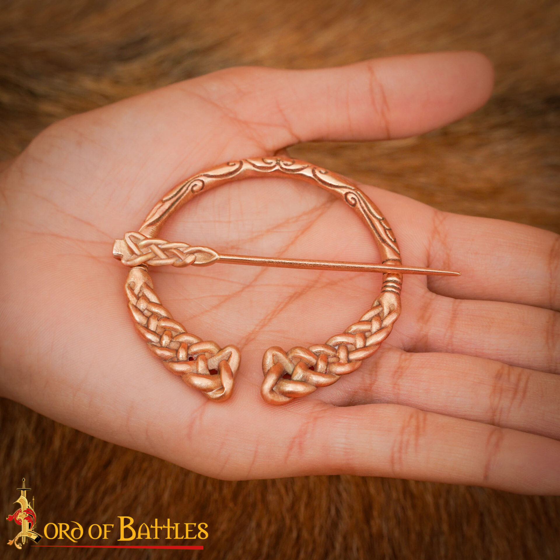 Bronze Viking Brooch with Braided Nordic Knots