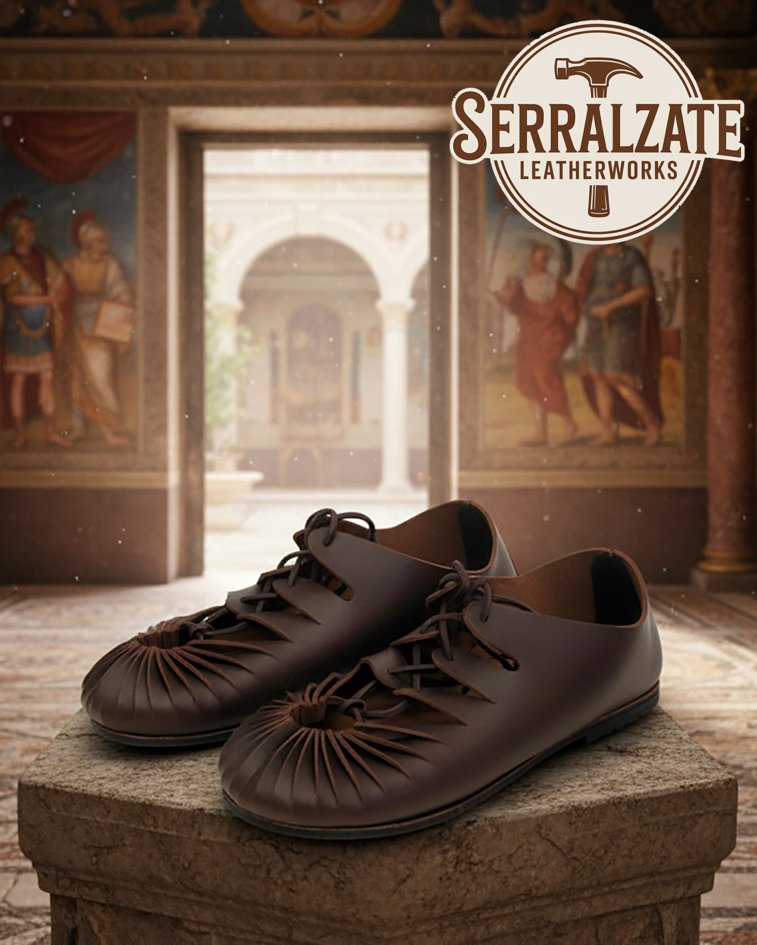 Dark Brown Roman Caliga Sandals