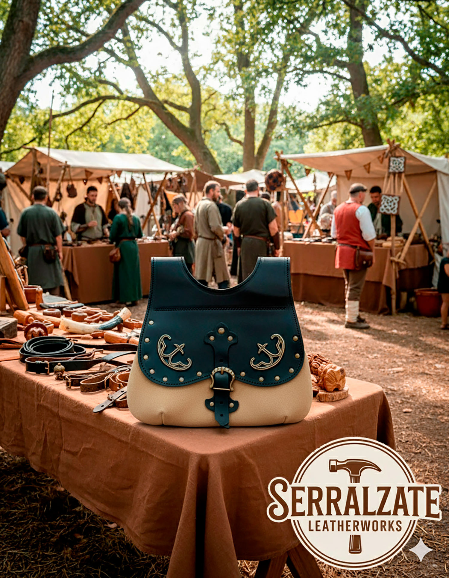 Celtic-Medieval Gareth Bag in black-light brown