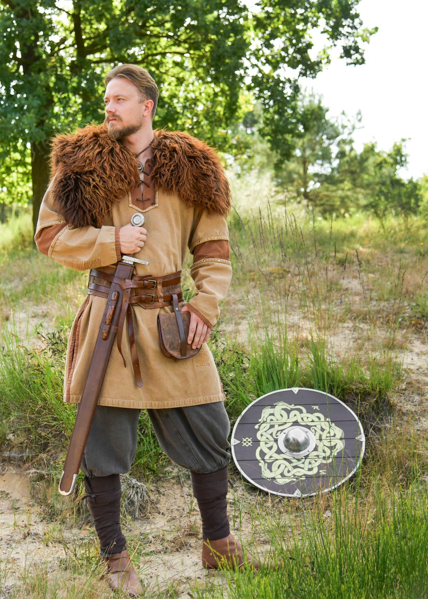 Worn medieval pants model Gorm, black-brown