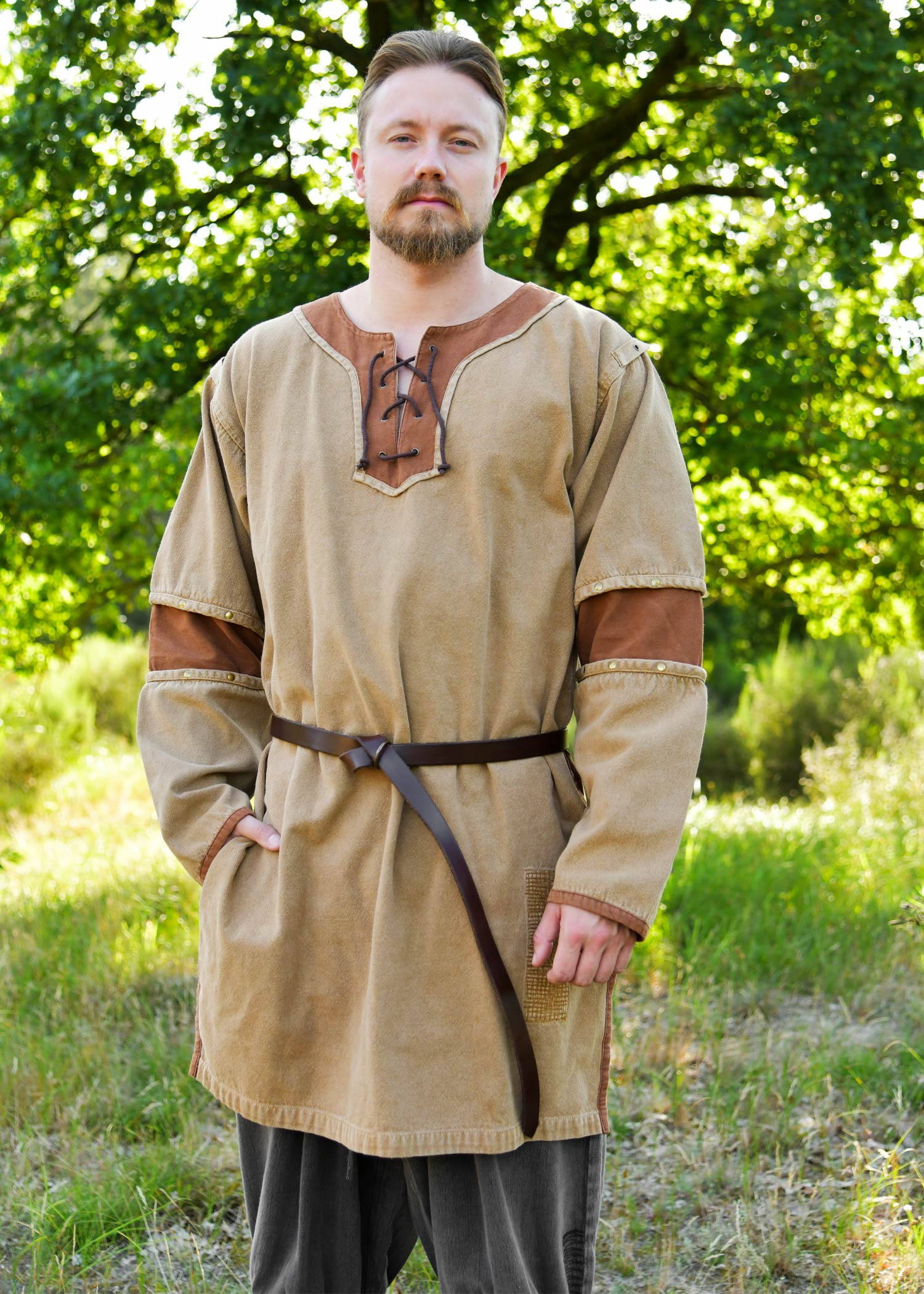 Medieval beige-brown worn-out tunic model Sigval