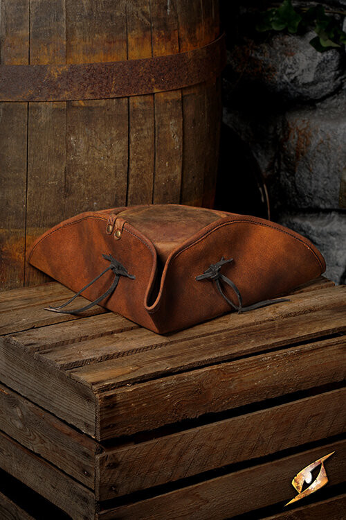 Simple leather pirate hat, brown color