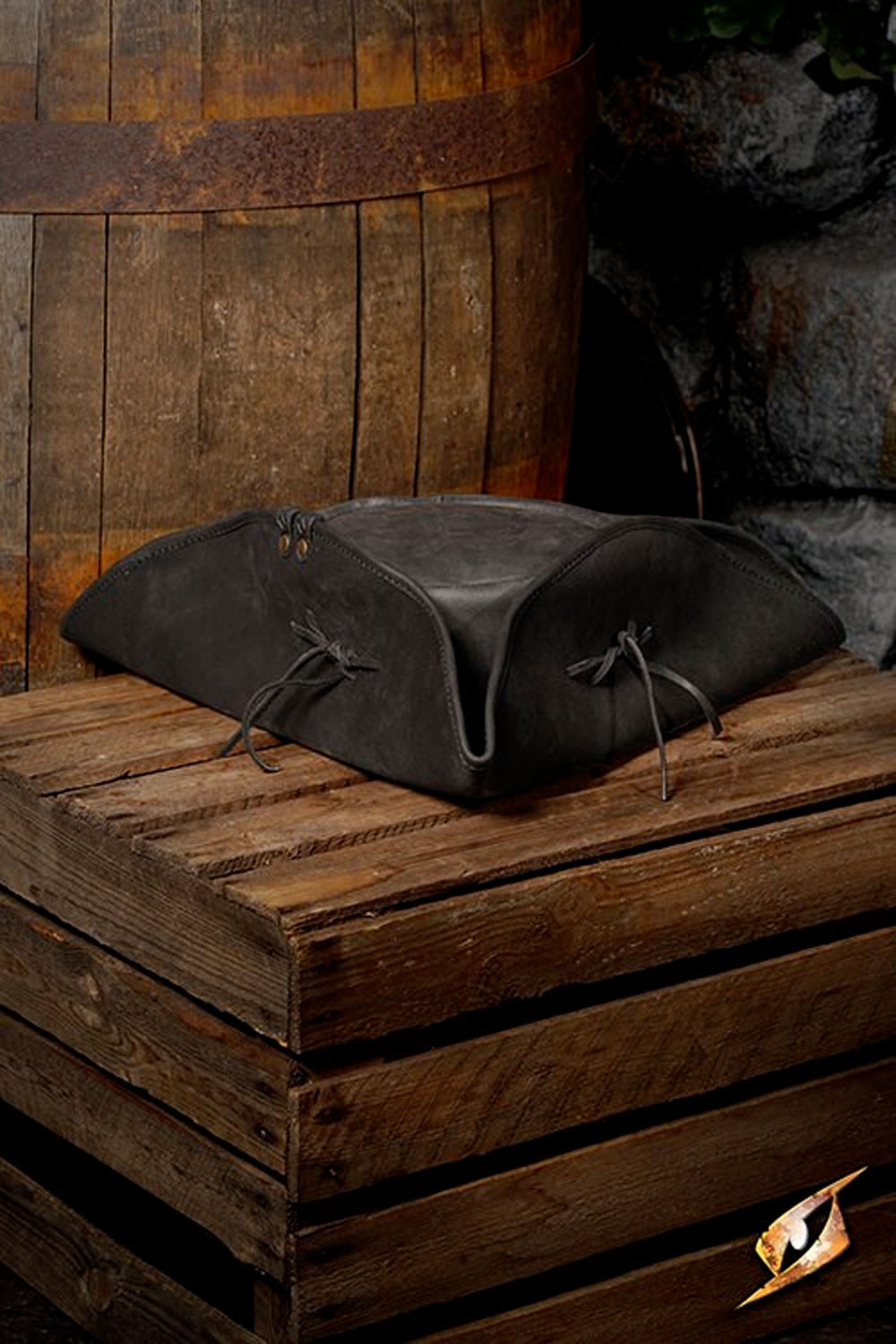 Simple leather pirate hat, black color