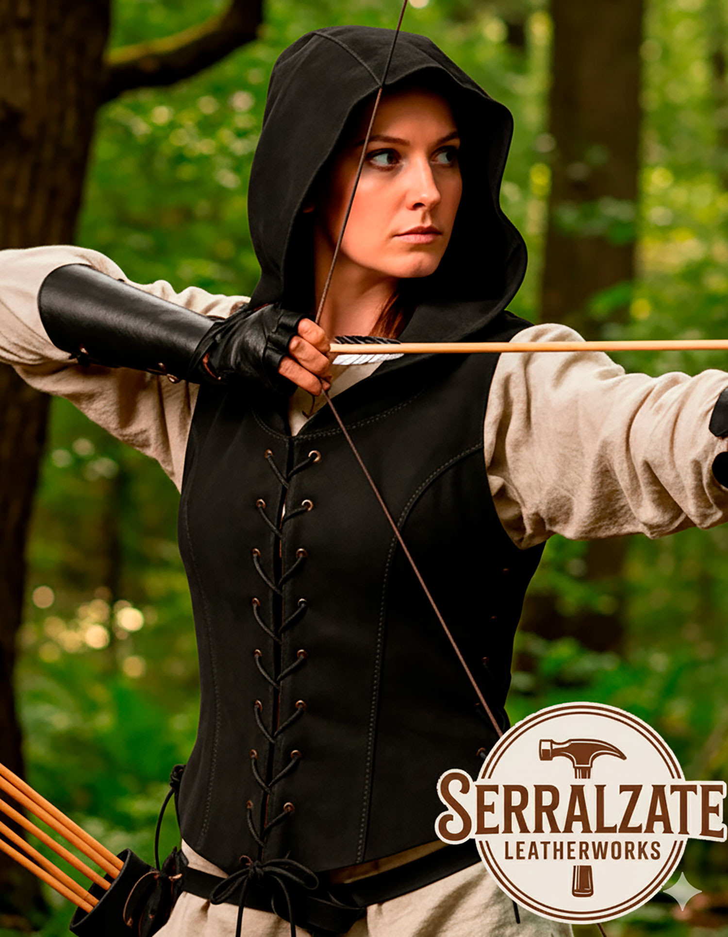Medieval Shadow Vest for Women in Black