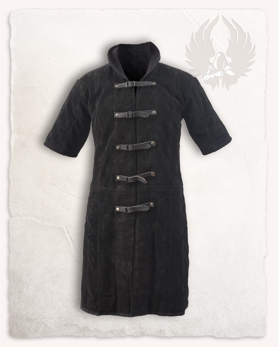 Medieval gambeson in suede, Leopold model, black color