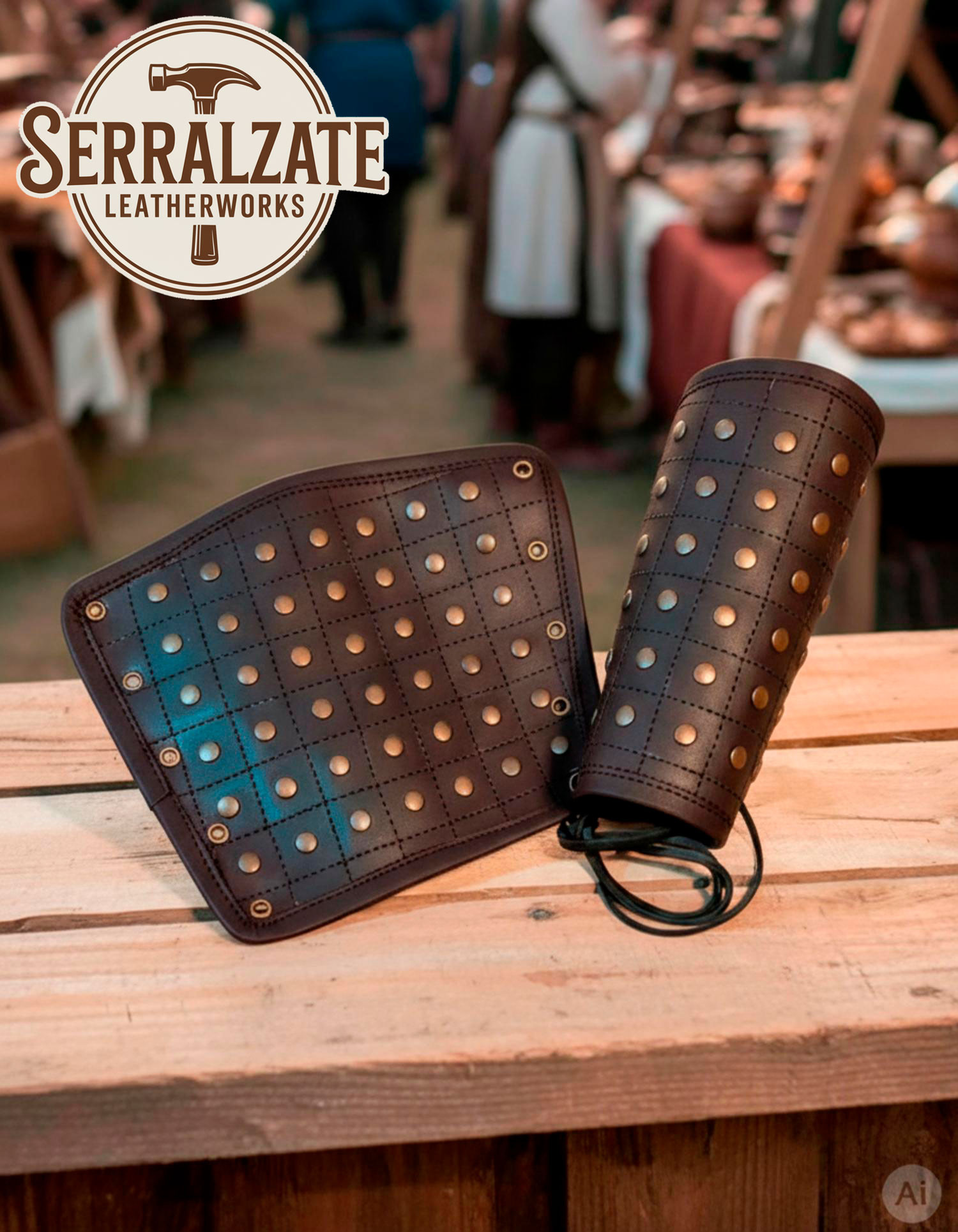 Reinforced Medieval Bracelets Evan in Brown