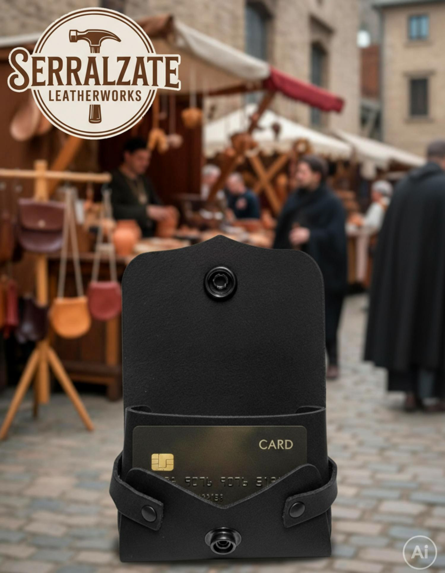 Beggar-cardholder bag for reenactors in black