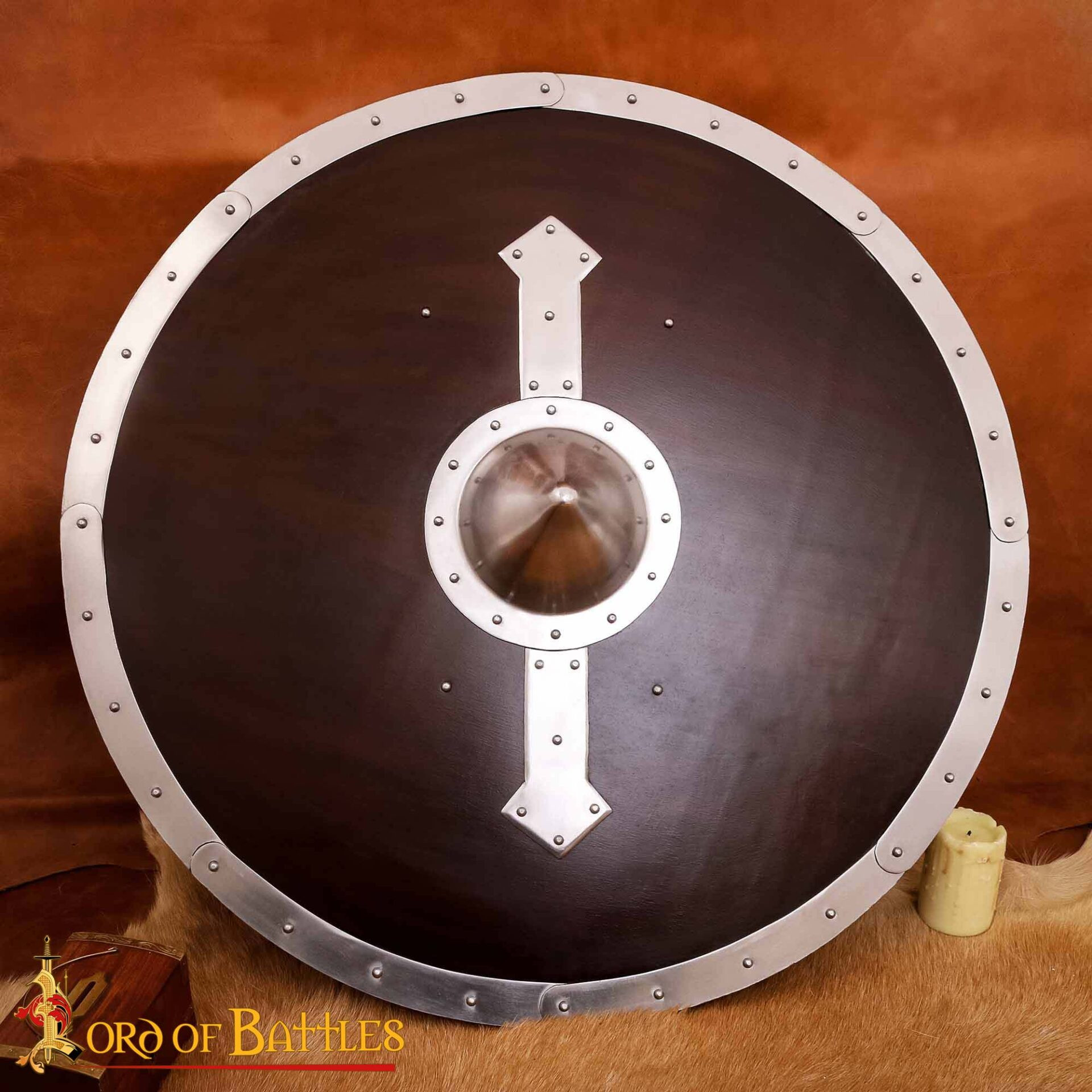 Viking Round Shield in Wood with Steel Reinforcements