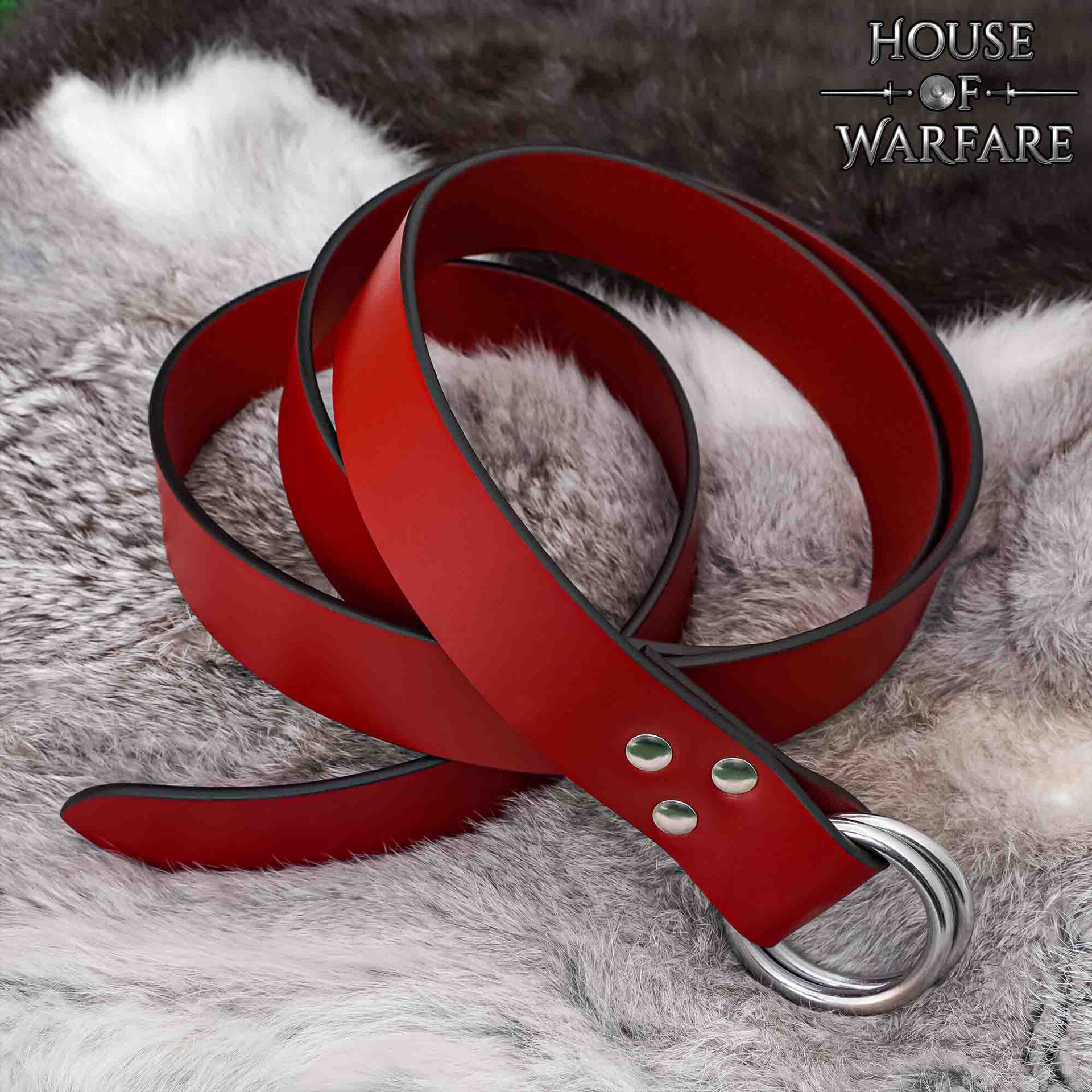 Medieval Belt 12th-15th Century with Double Ring, Red Leather