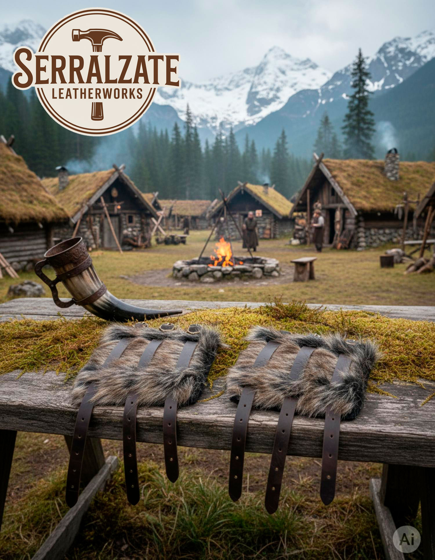 Hastein Viking Bracelets with Hair and Fur