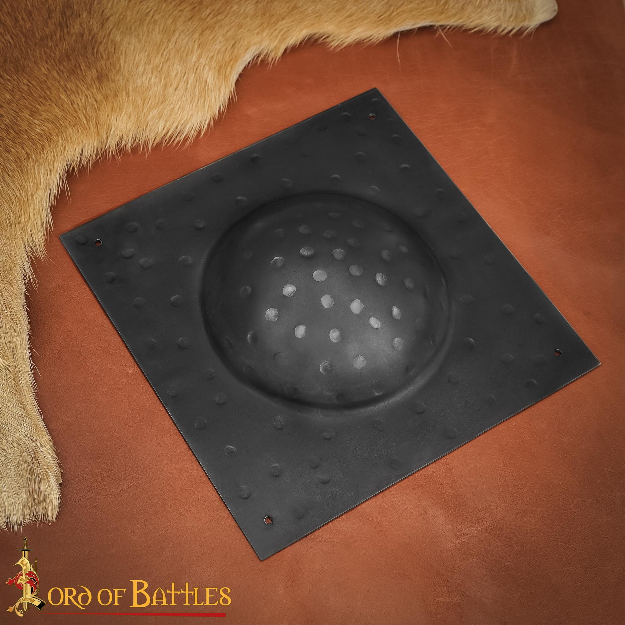 Square Umbo in Blackened Steel for Roman Shield