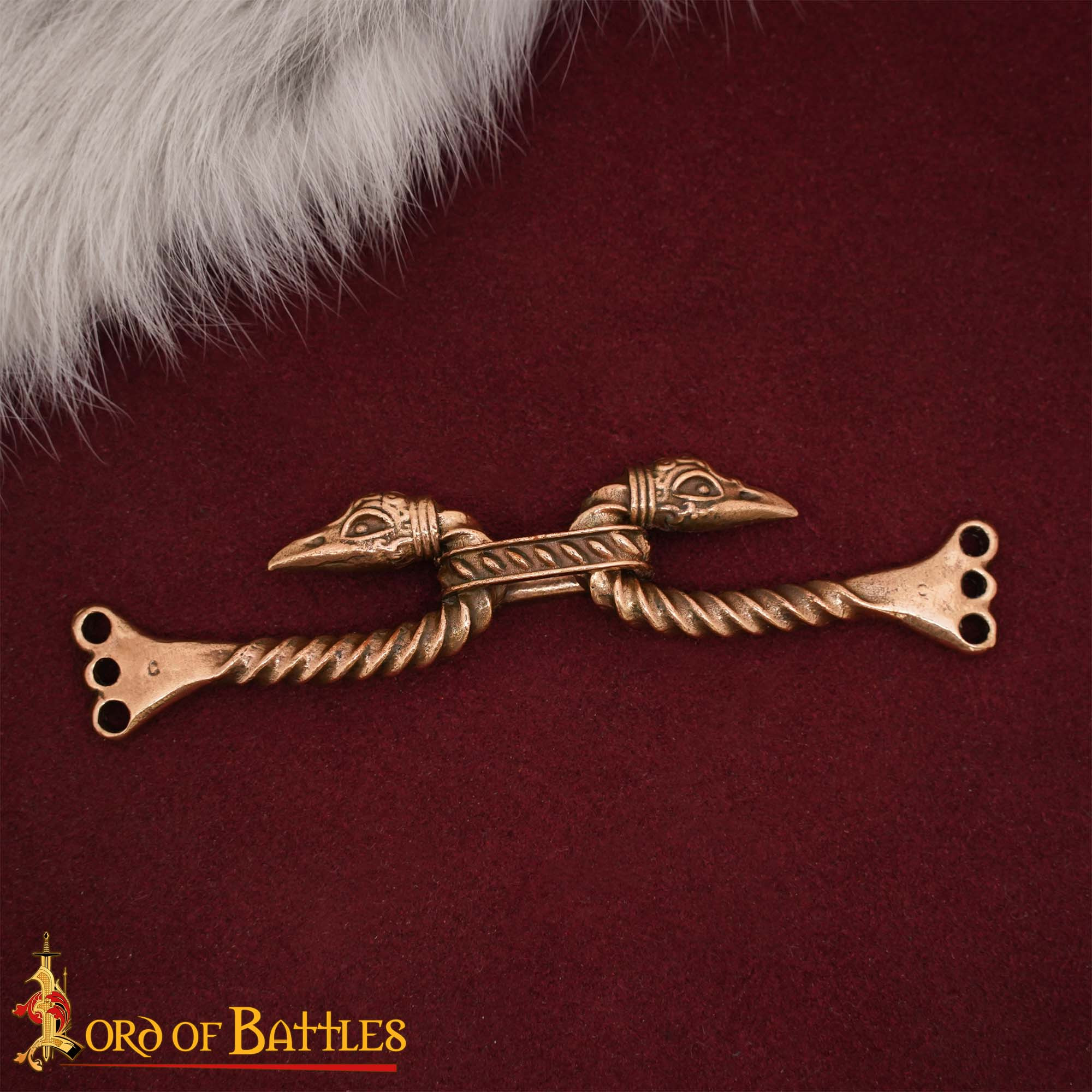 Celtic Cloak Clasp Model Ravens in Aged Bronze