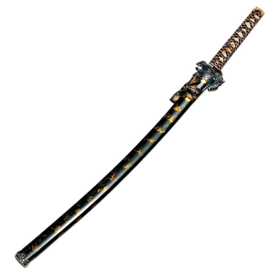 Katana dragon scabbard black-gold