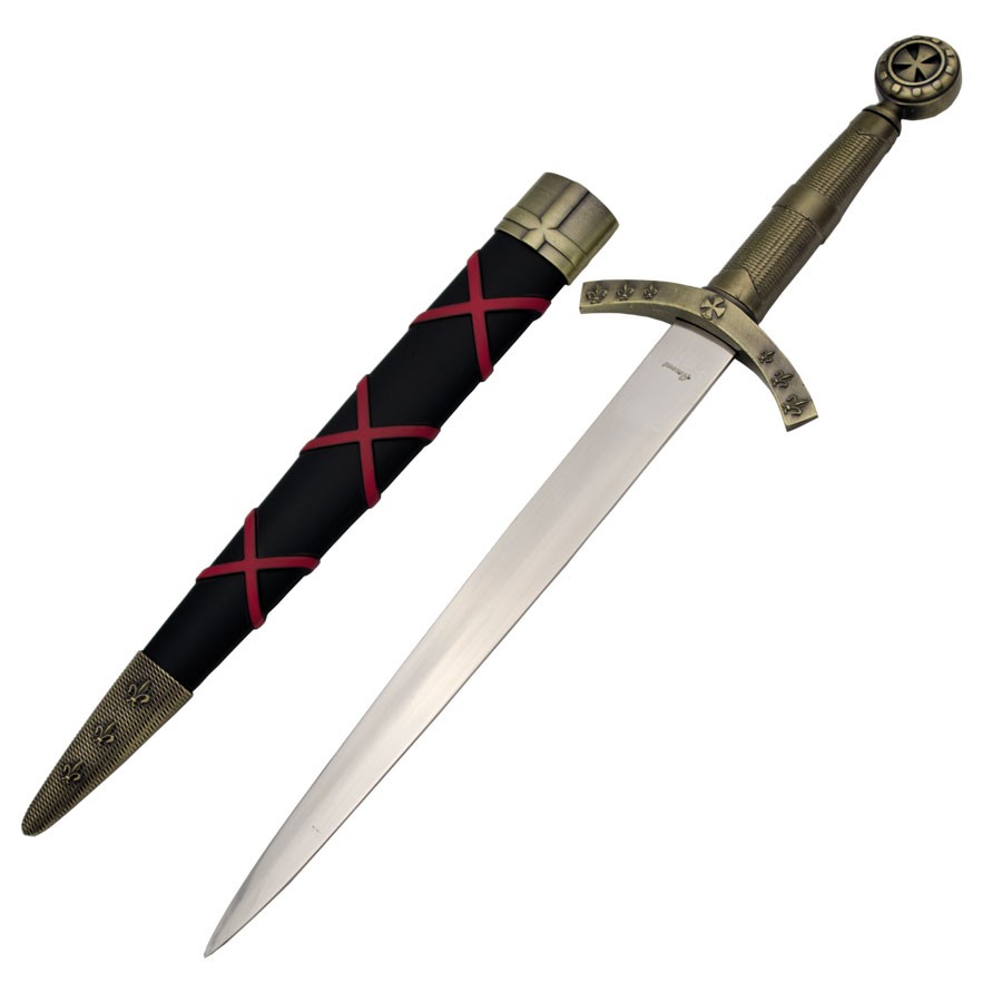 templaria medieval dagger golden, 40 cms.