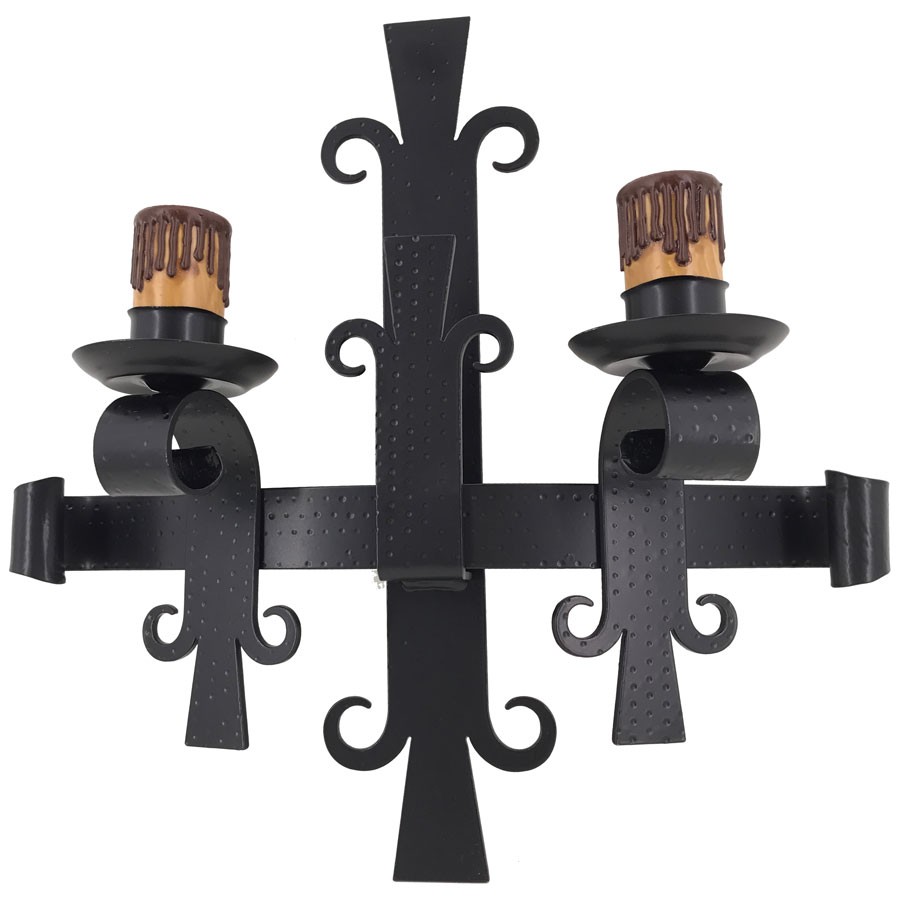 Apply medieval wrought iron, 2 lights