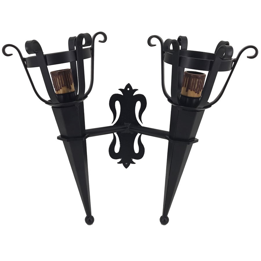 Apply wrought iron torch 2 lights (46x40 cms.)