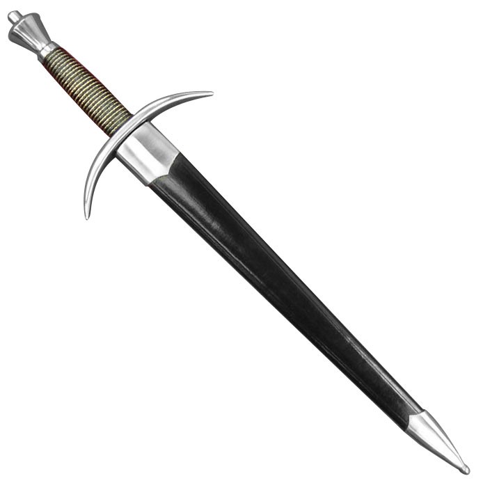Functional medieval dagger with scabbard
