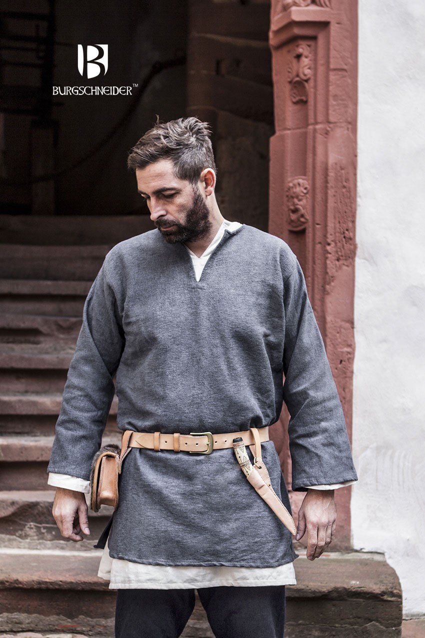 Medieval tunic Erik gray long sleeve