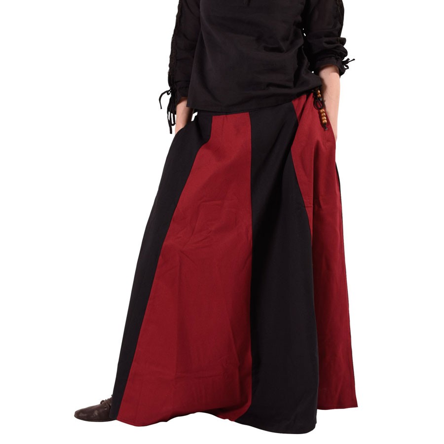 Long red-black medieval skirt