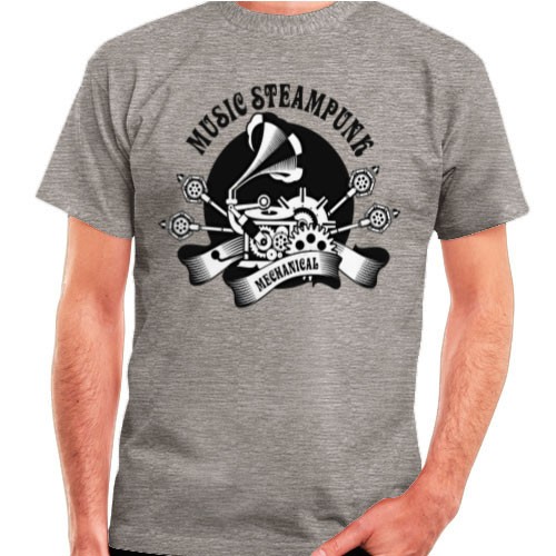 Gray SteamPunk T-shirt, short sleeve
