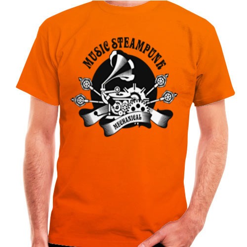 Orange SteamPunk T-shirt, short sleeve
