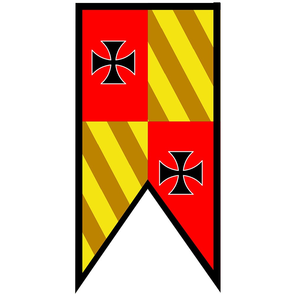 Medieval Banner Quartered Peaks Templar Crosses