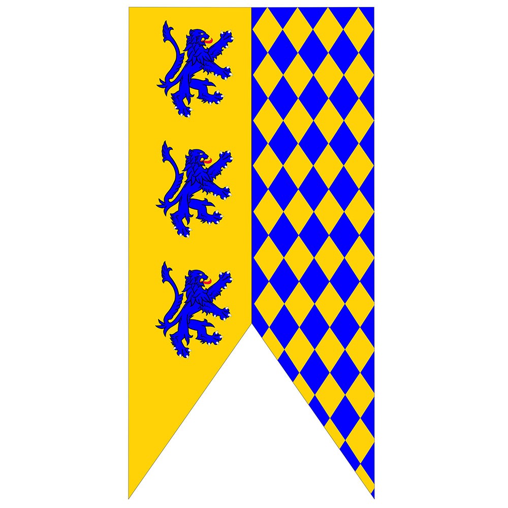 Bicolor Medieval Banner with Rampant Lions