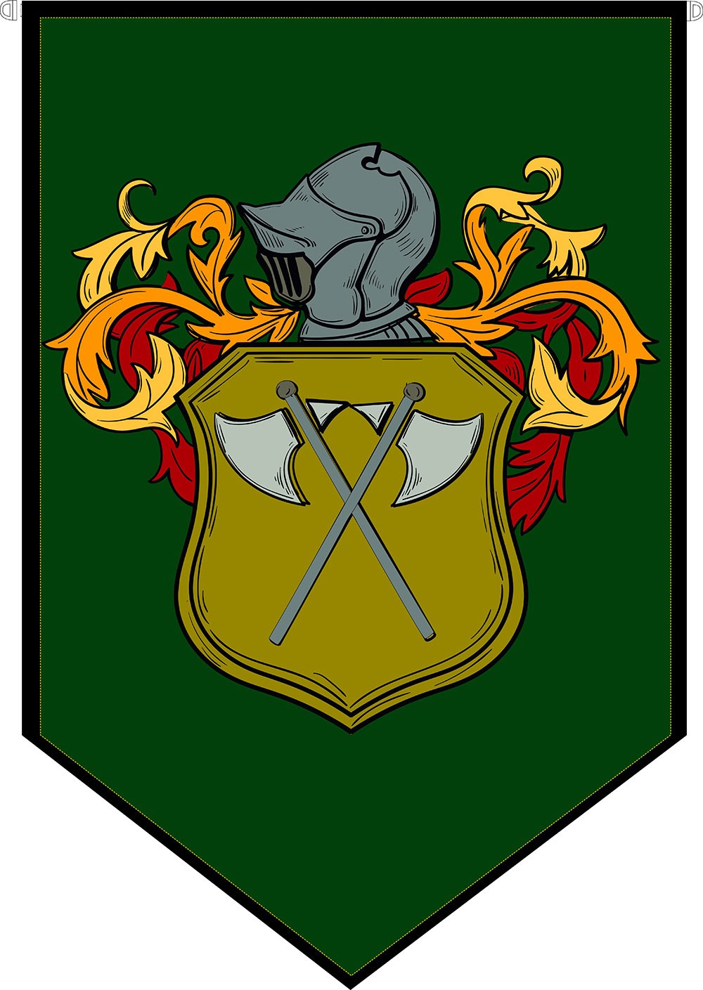 Medieval banner Heraldic Shield helmet with spears