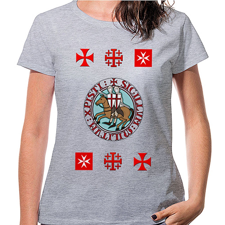 Women's Gray Templar T-shirt with crosses, short sleeve
