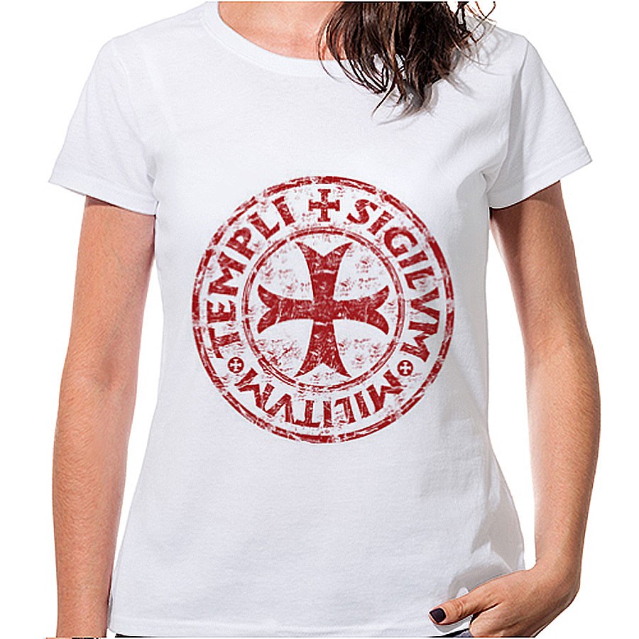 White Woman T-shirt Cross and Templar Legend