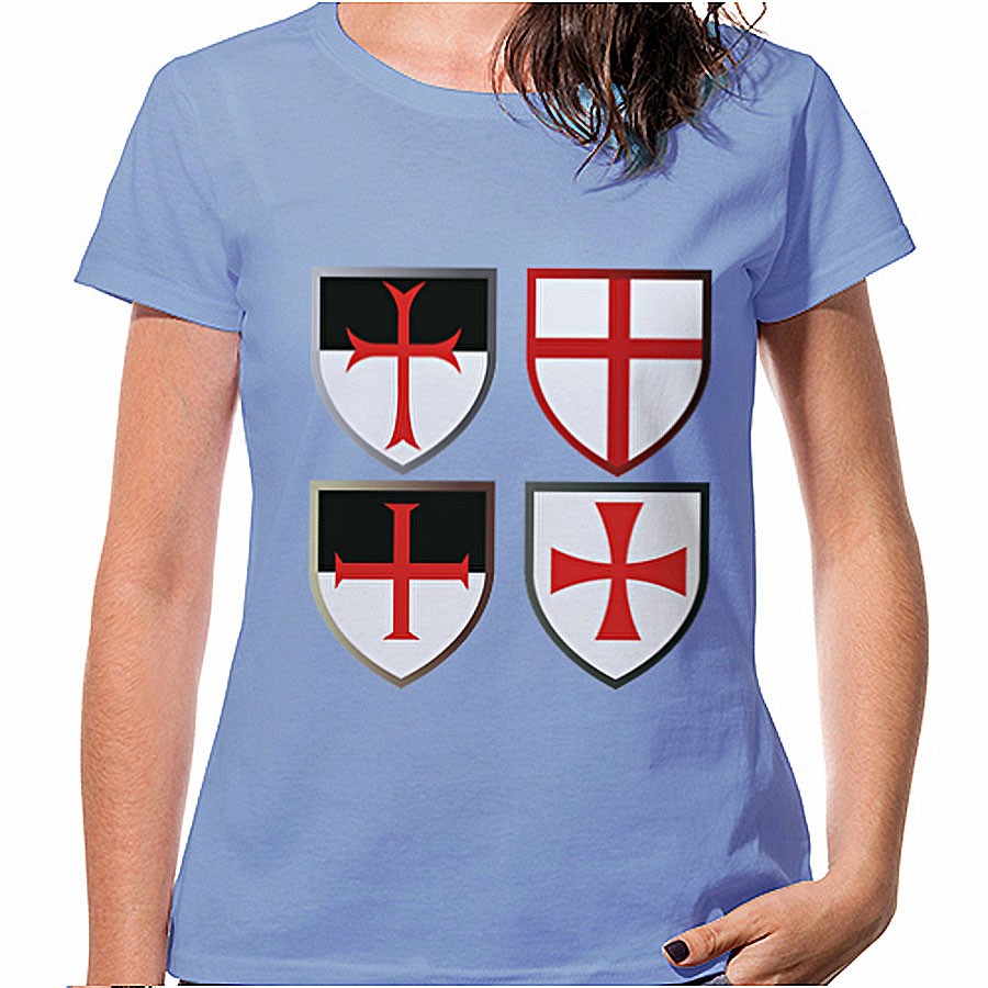 Blue Knights Templar Crosses T-shirt, short sleeve