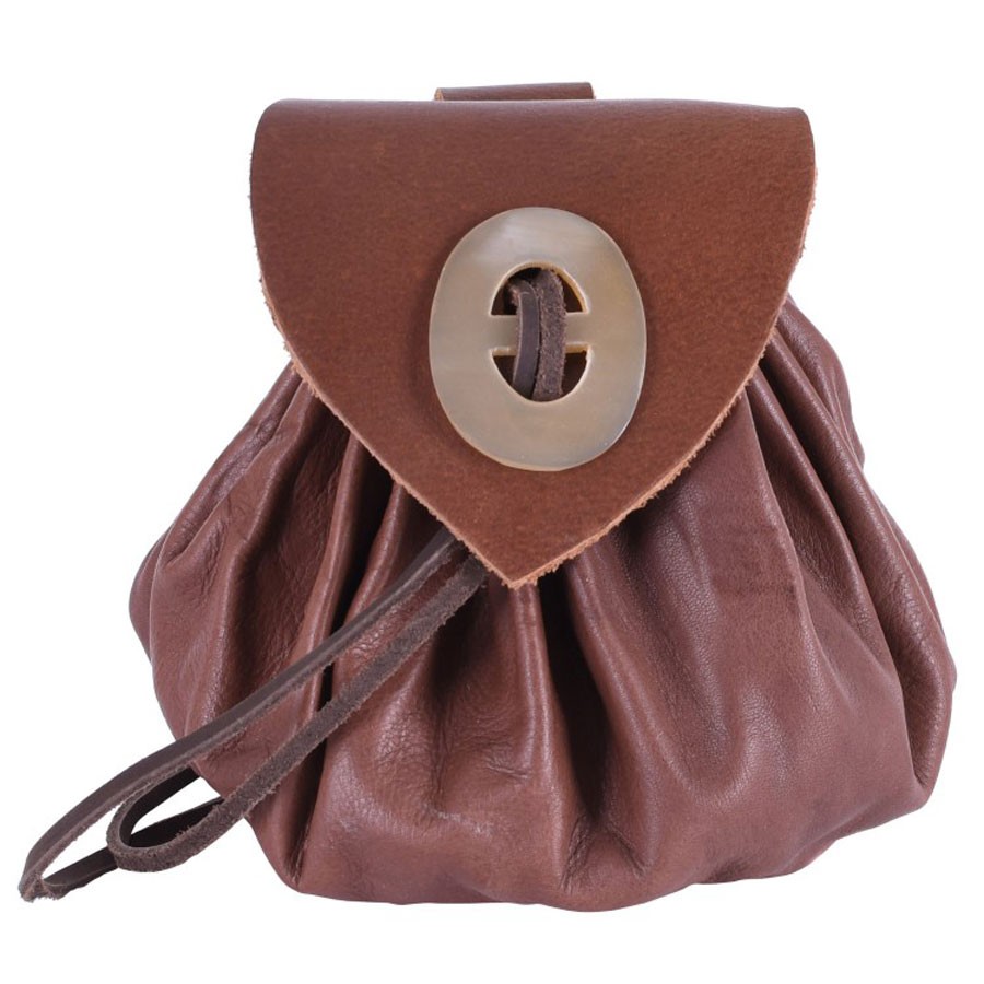 Medieval Geldkatze bag brown leather with horn closure