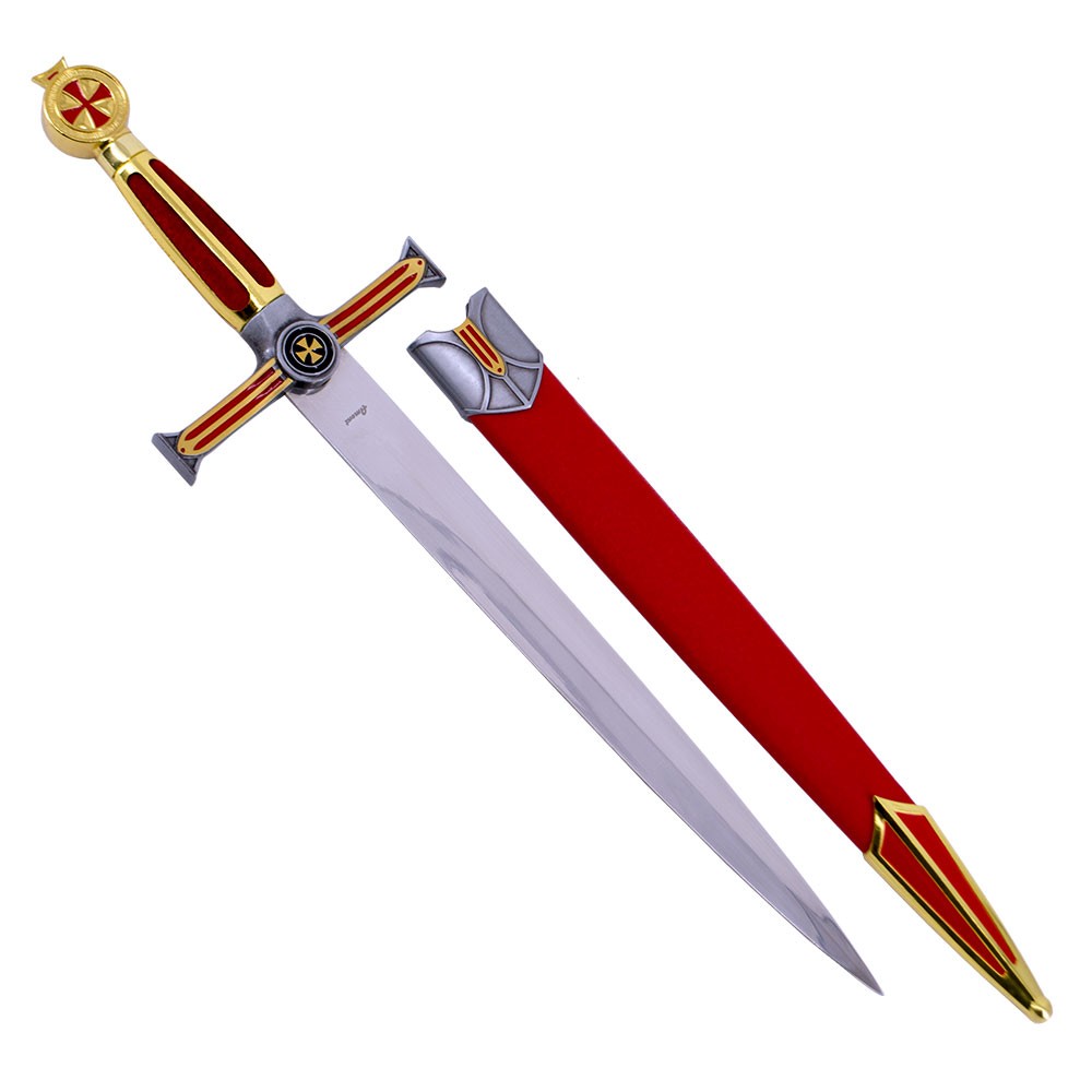 Dagger of the knights Templar golden, fist velvet