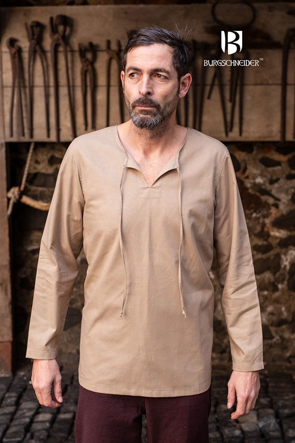 Medieval shirt Ulrich ties, hemp