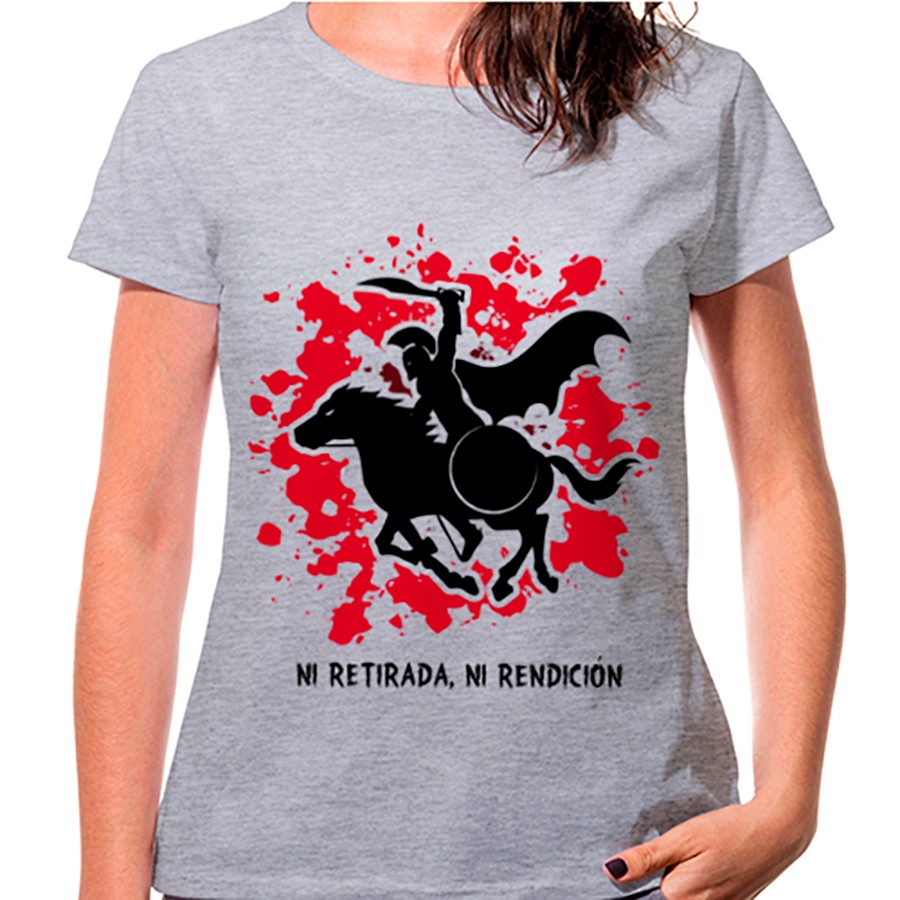 Spartan on Gray Horse women's T-shirt: neither retreat, nor surrender
