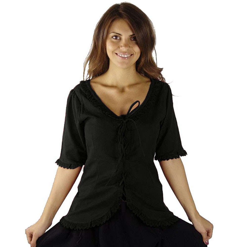 Medieval blouse Thea, fine cotton short sleeves