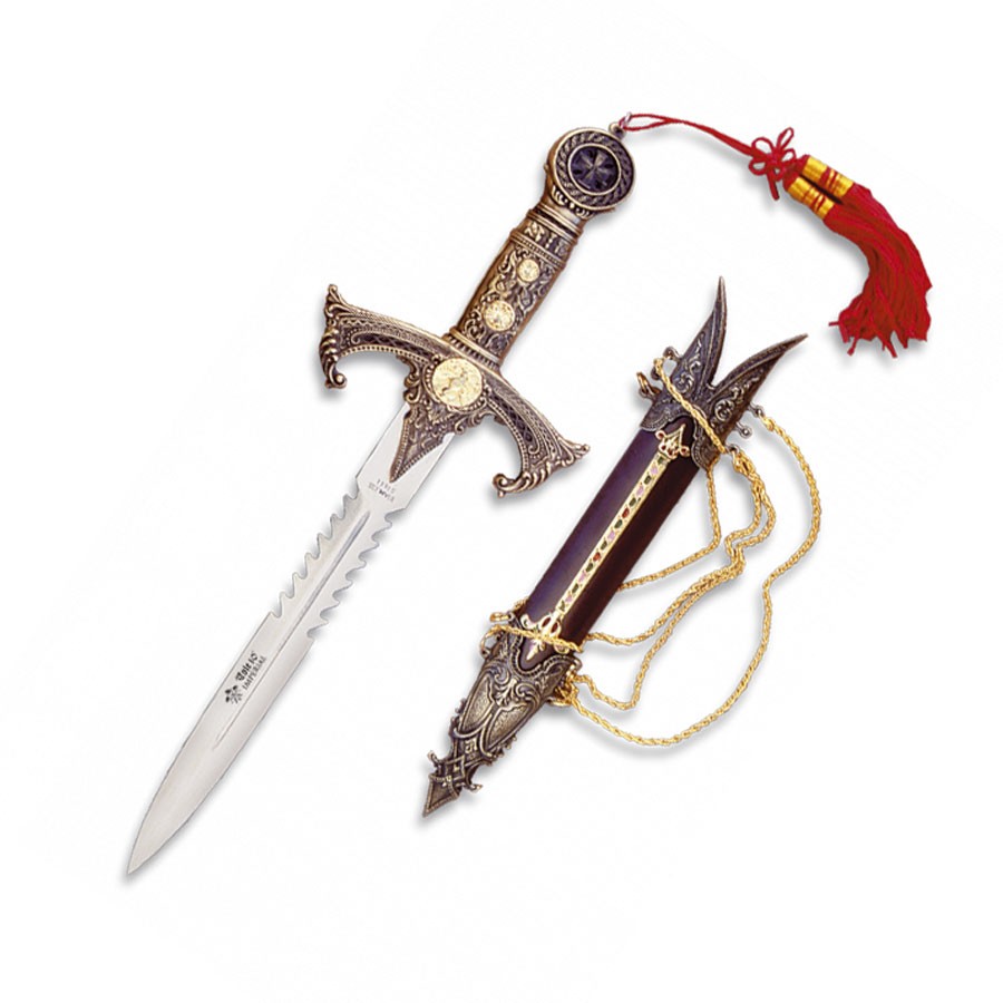 Templar decorative dagger, golden