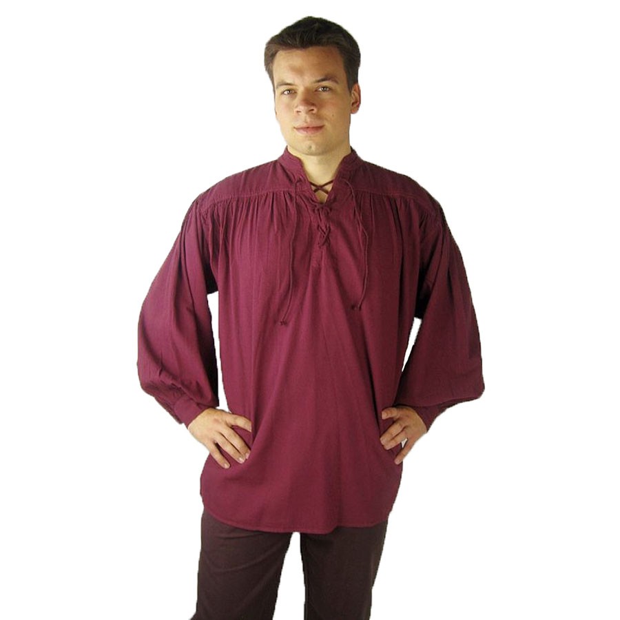 Friedrich medieval shirt with ties, wine color