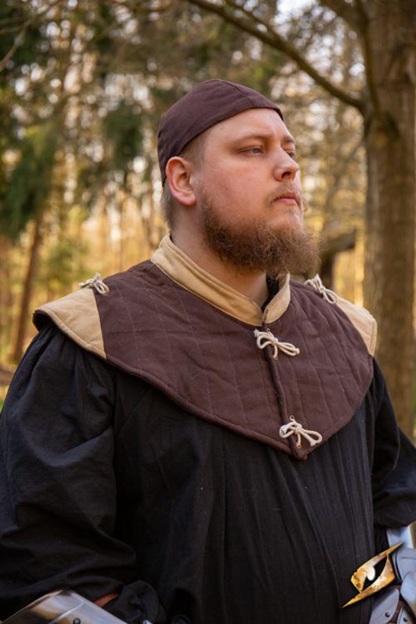 Padded medieval gorget, brown-light brown